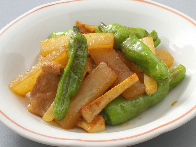 大根とししとうのカレーきんぴら
