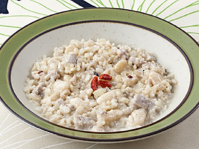 豚肉といんげん豆の豆乳リゾット